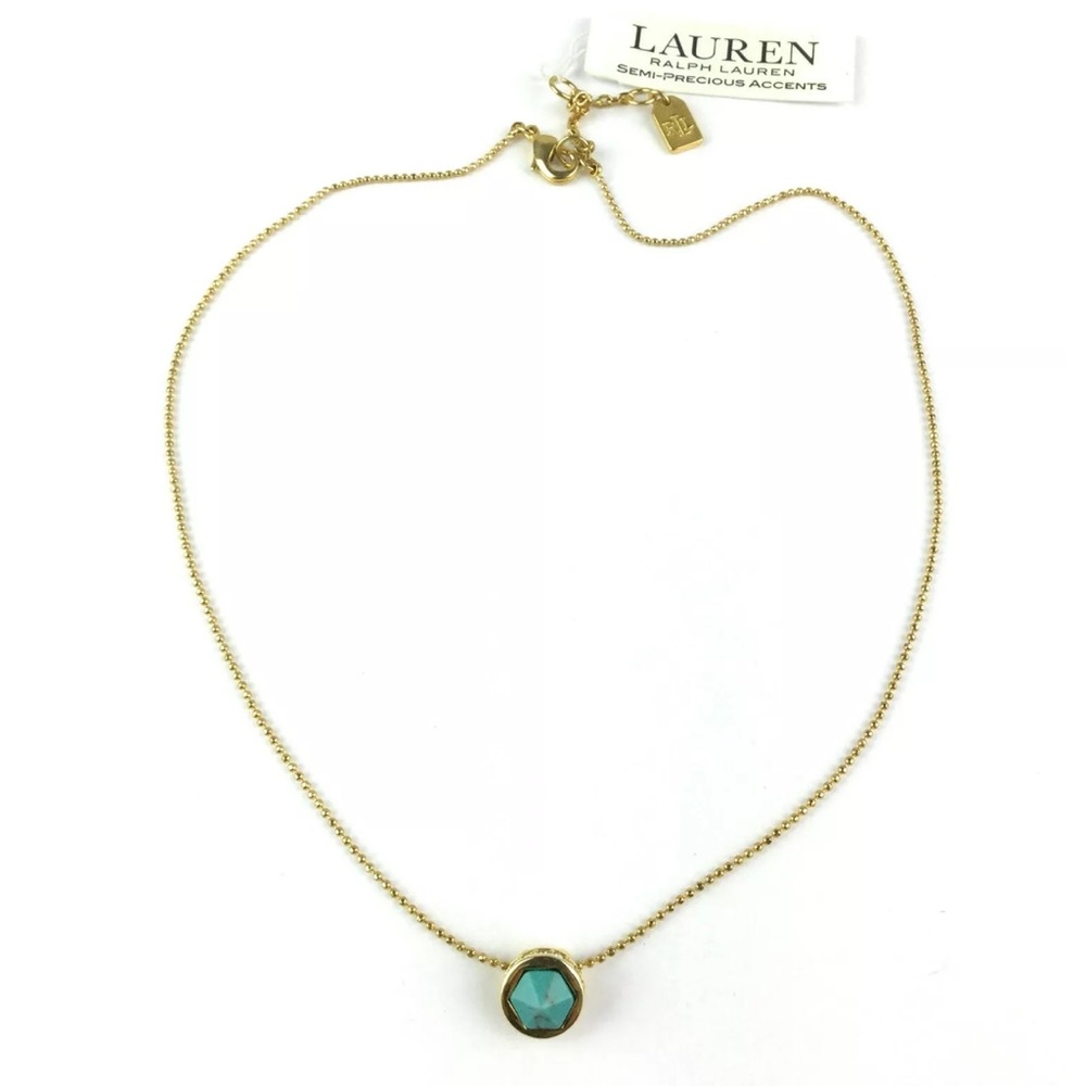 LRL Womens Necklace Gold Tone Turquoise Rhinestone